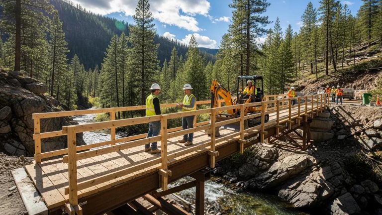 Temporary access bridge enhancing safety at a remote job site
