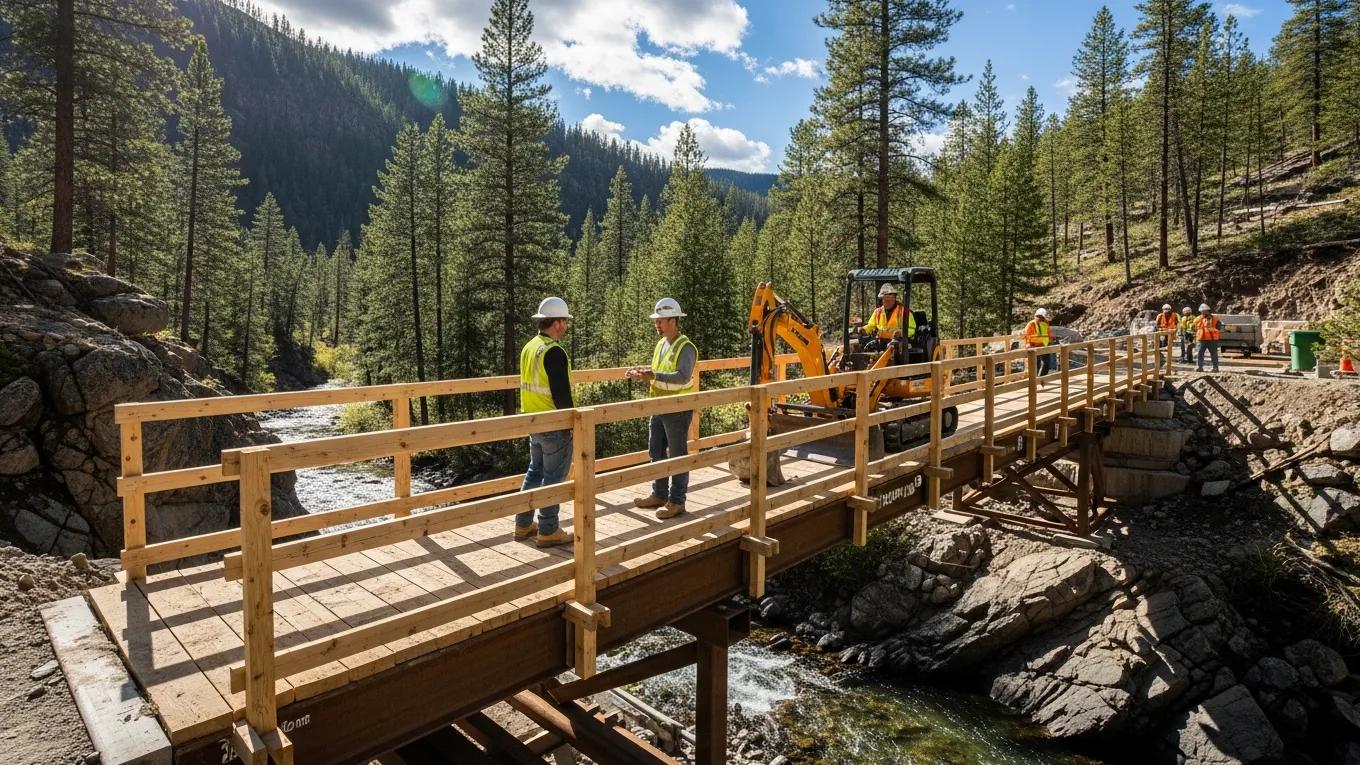 Temporary access bridge enhancing safety at a remote job site